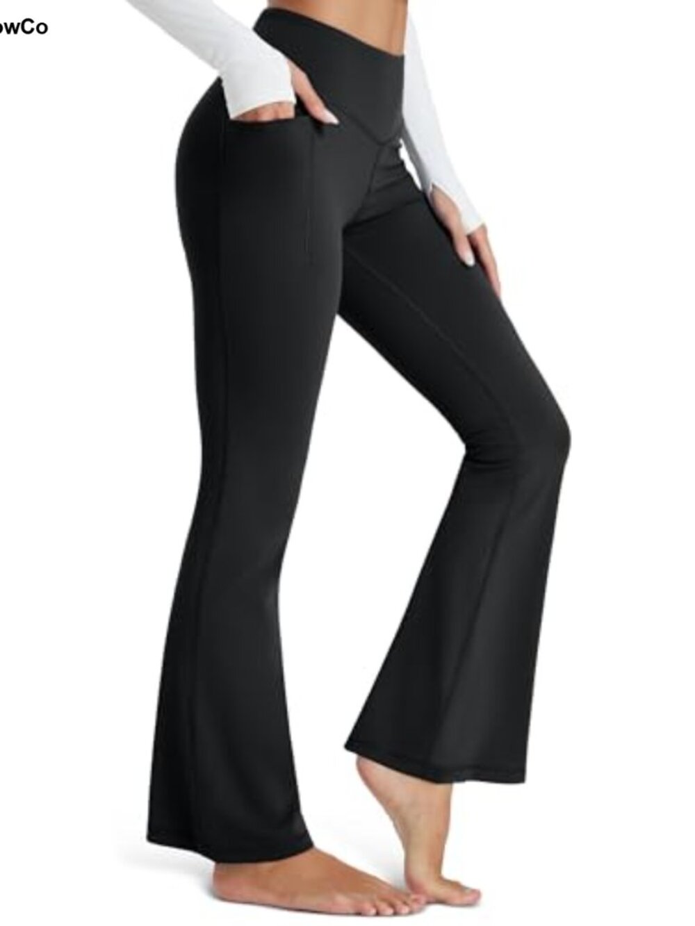 Women's Flare Leggings High Waisted Yoga Pants with Pockets Tummy Control